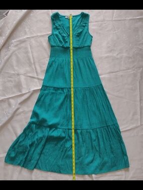 Teal Tiered Ruffle Maxi Dress